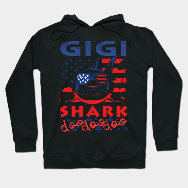 Gigi Shark American Flag July Of 4th Hoodie by heryes store